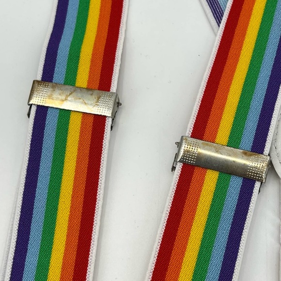 Unisex Rainbow Suspenders Adult One Size Pride Adjustable Clips - Picture 4 of 5